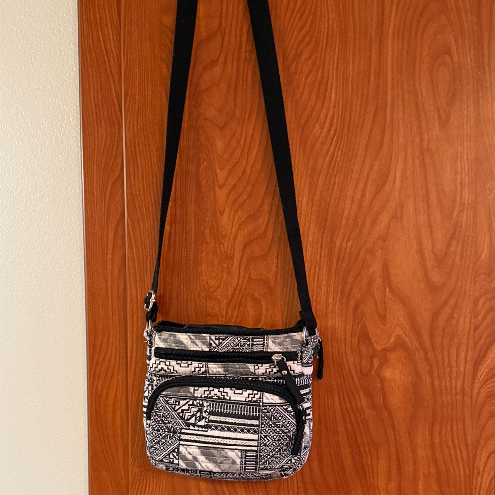Black and White Patterned Crossbody Bag
